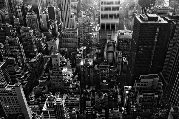 Photo en noir et blanc de maisons avec des hauteurs