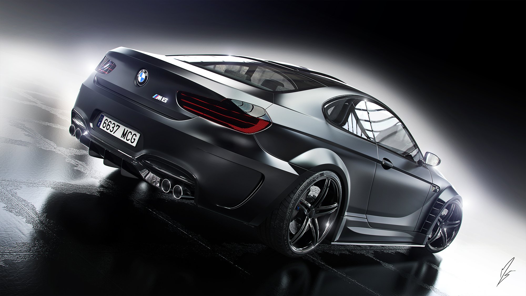 bmw m6 vor design schwarz auto räder hinten