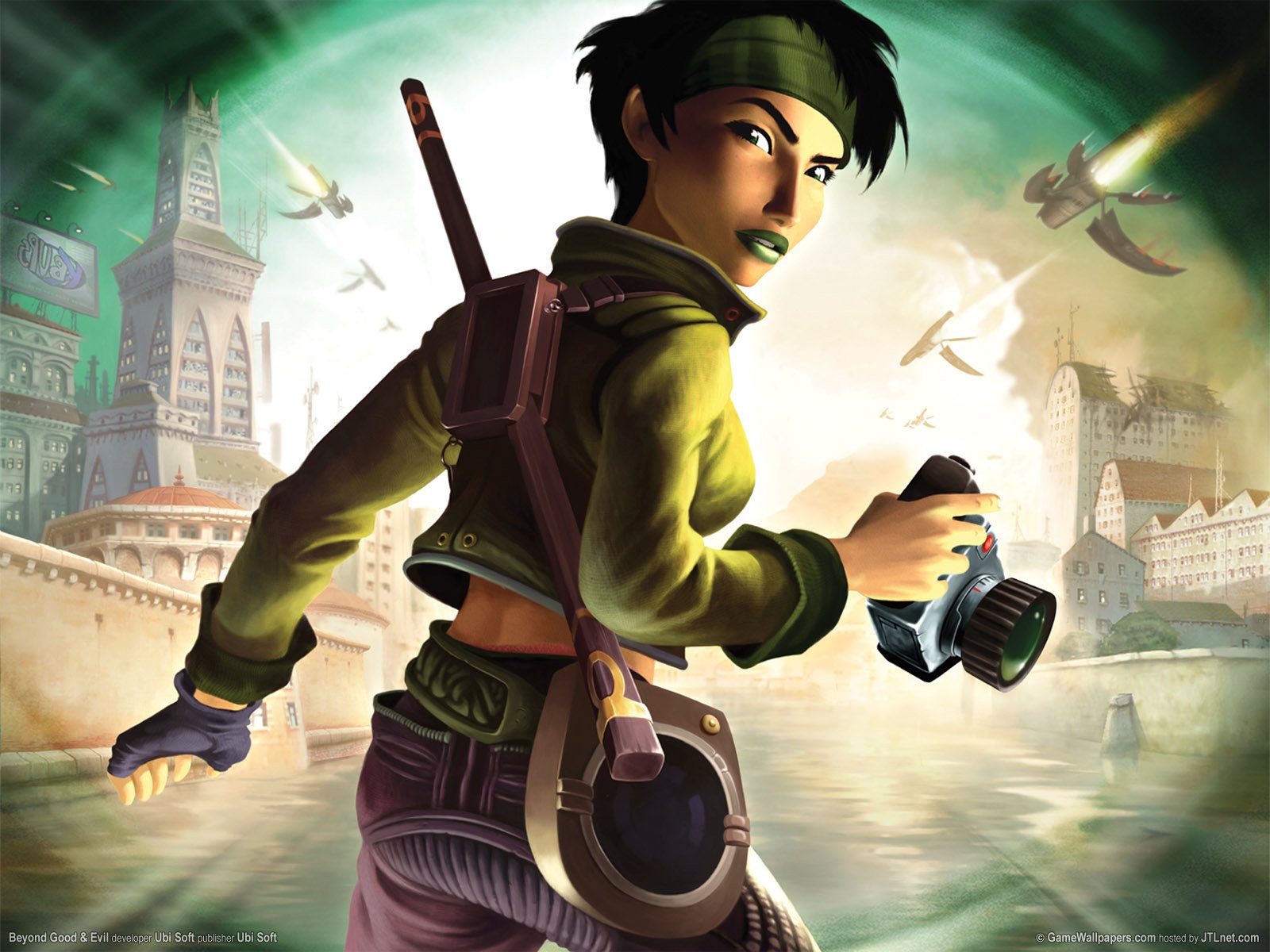 beyond good and evil beyond good and evil jade hillis hillys panren jade city anime hero camera fighters shooting buildings architecture girl breasts drawing