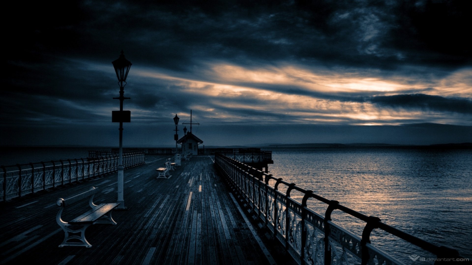 pier nachthimmel rot ble natur wasser himmel pier pier bank bank wolken glatte oberfläche landschaft