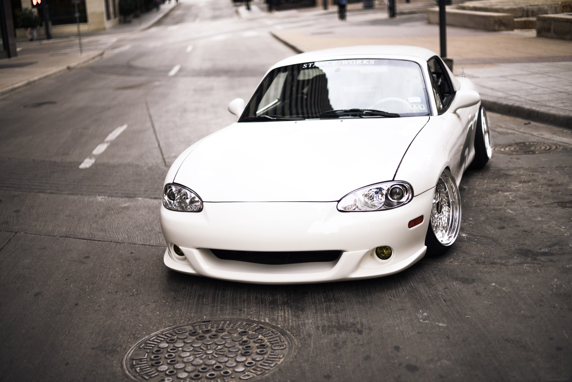 mazda miata stance bbs white