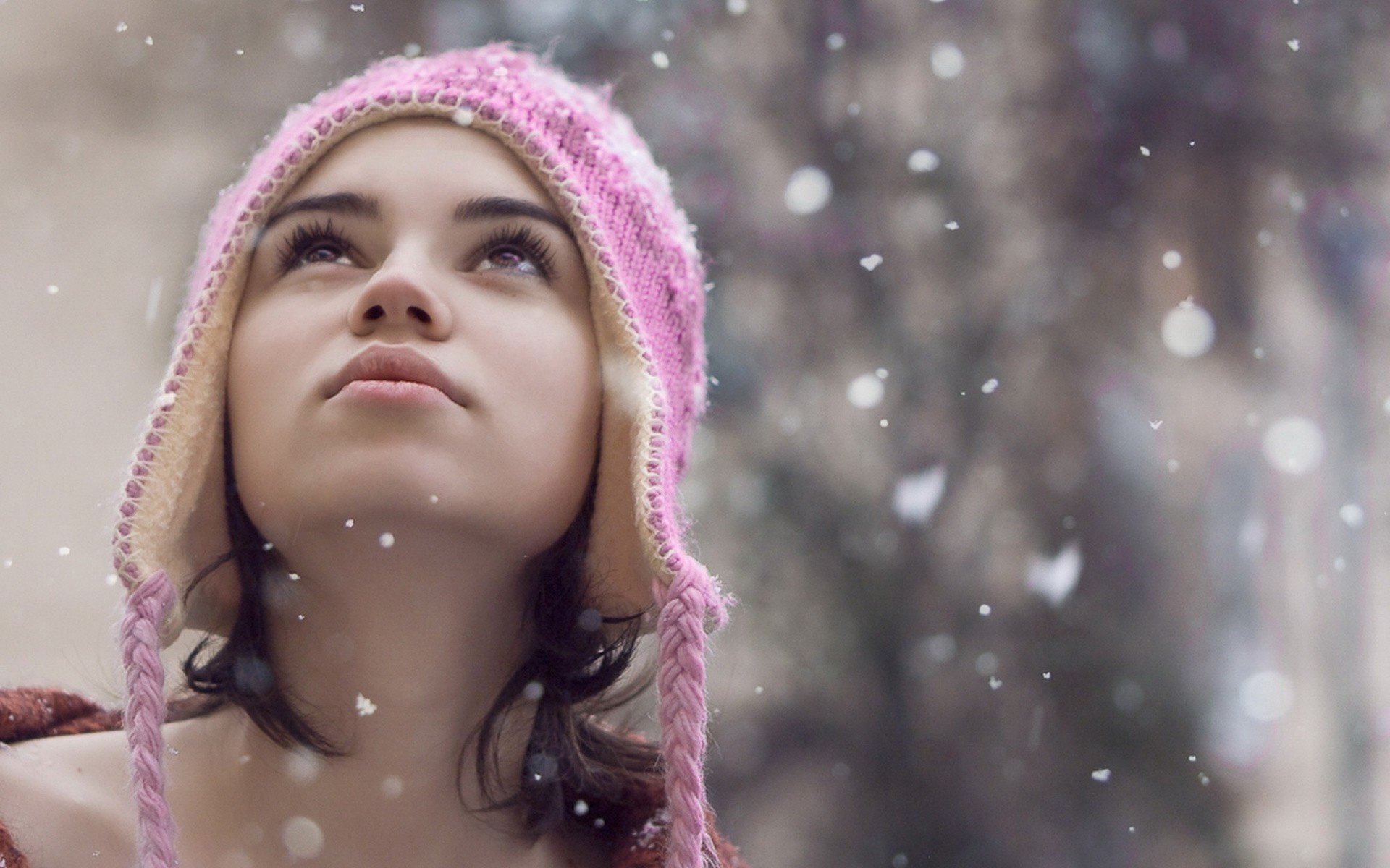 mädchen nev fotomodelle weiblich augen blick gesicht porträt schnee frauen