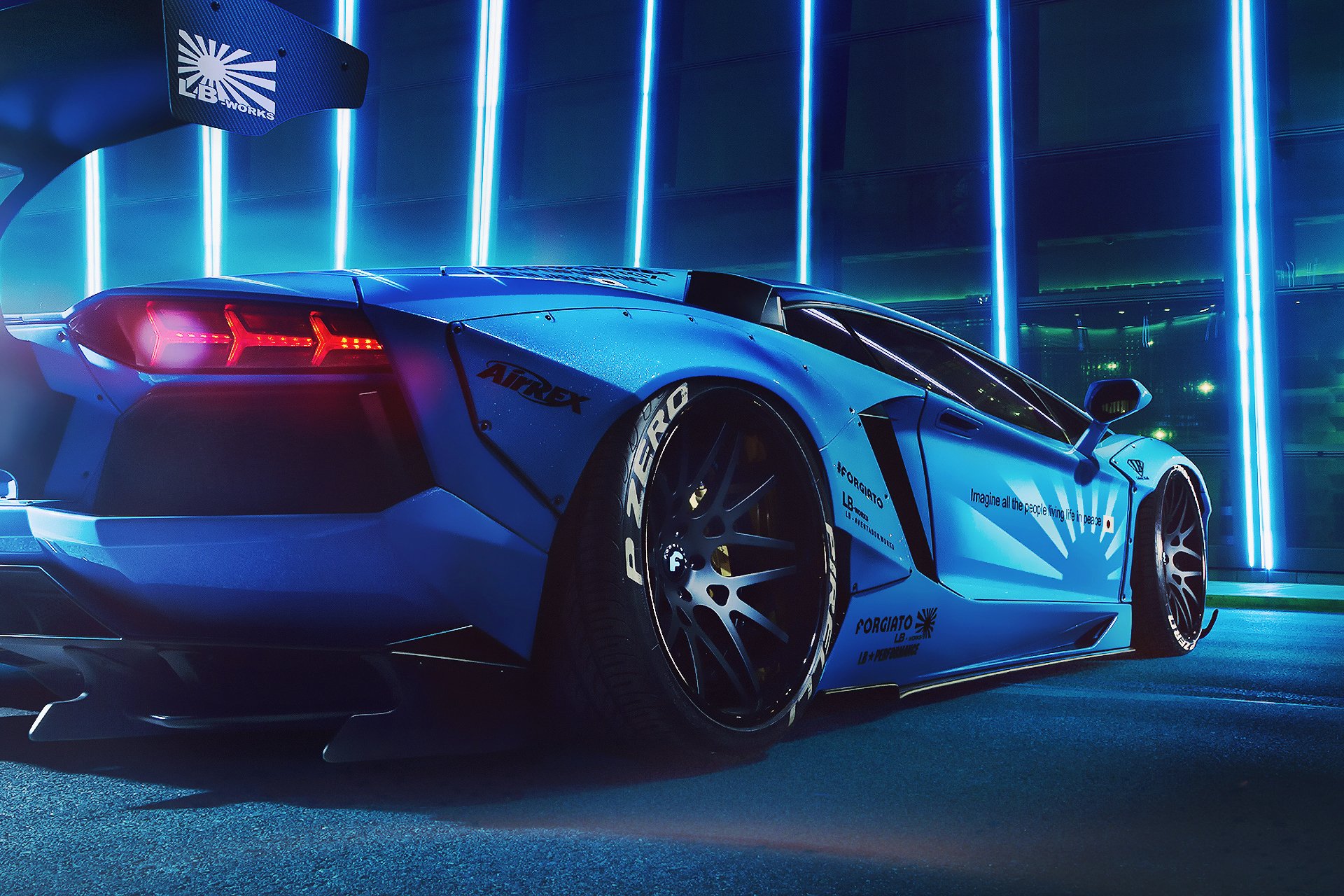 lamborghini aventador lp700-4 freiheit zu fuß blau lichter