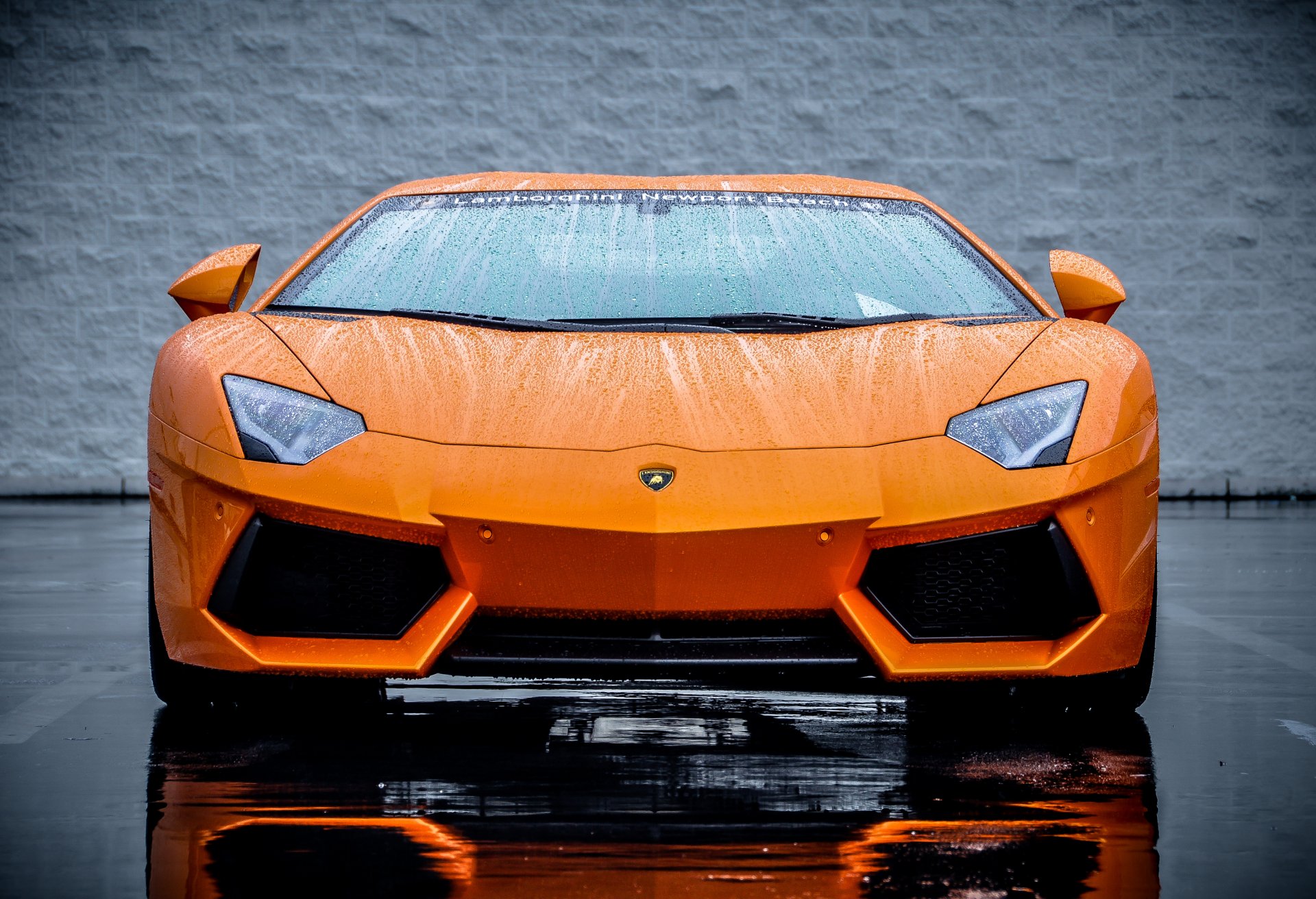 lamborghini aventador lp700-4 orange supercar avant