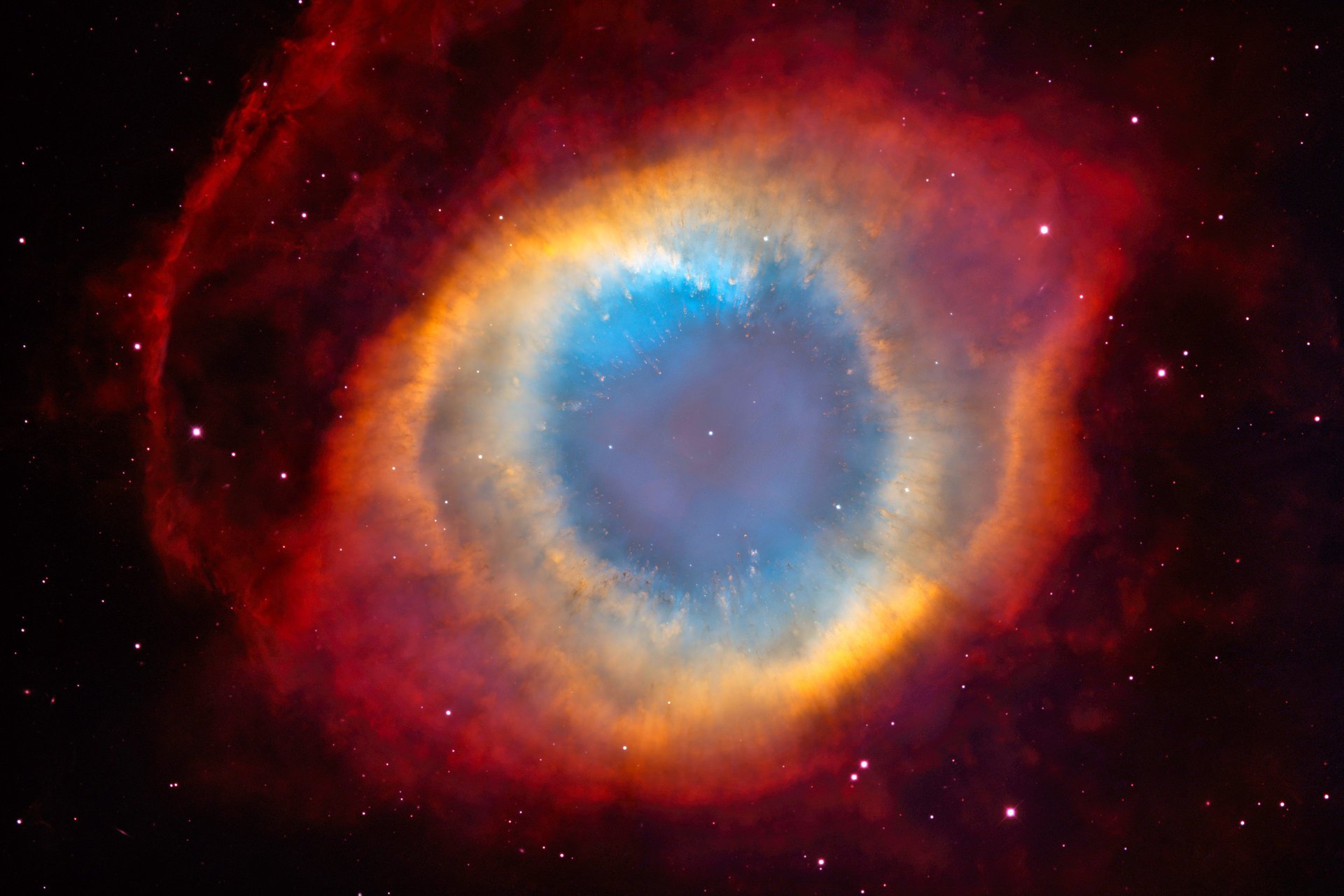 the helix nebula nébuleuse escargot oeil de dieu ngc 7293 espace univers nébuleuse de couleur