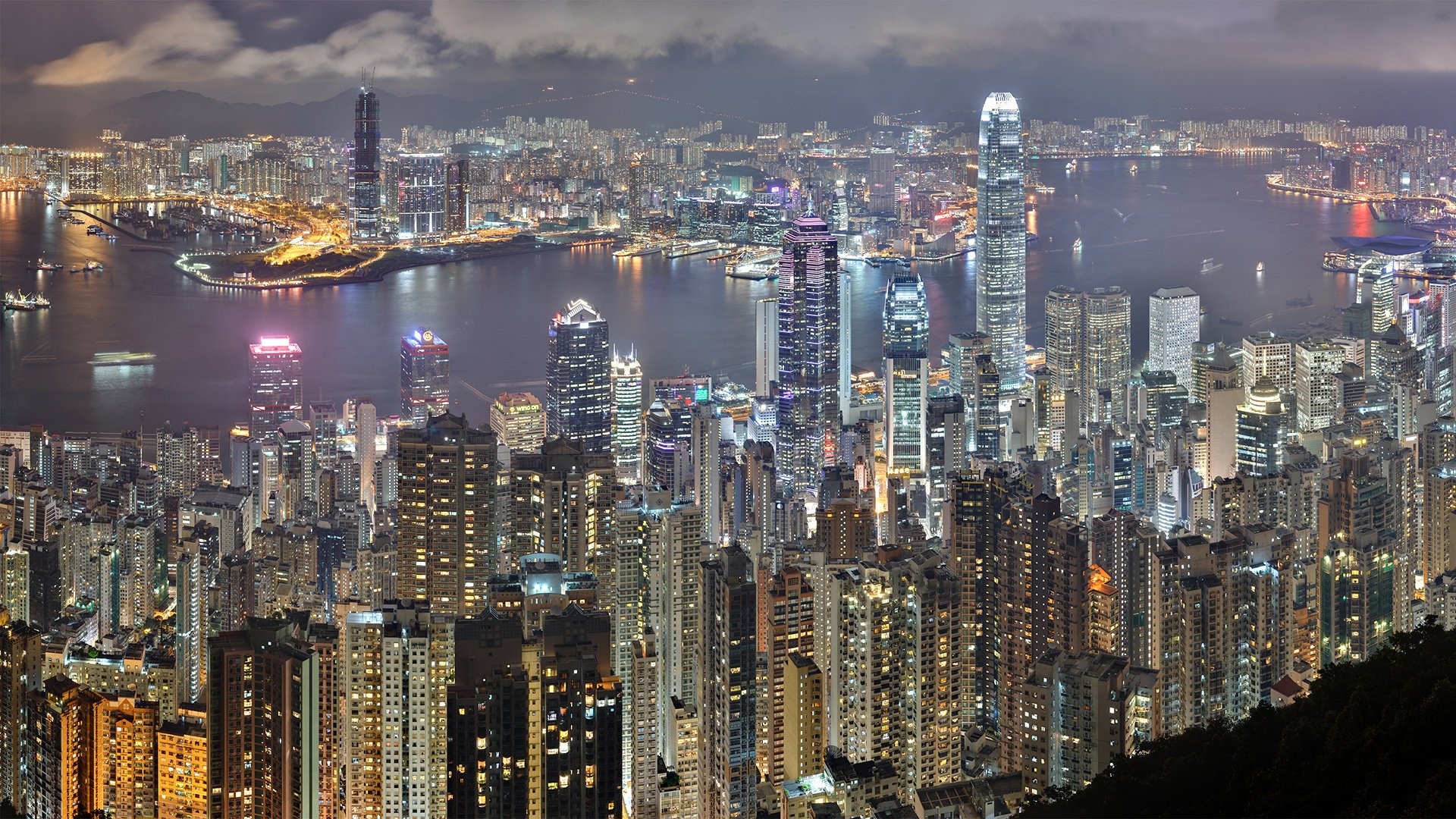 panorama rojo ble ciudades rascacielos noche metrópolis agua cielo nocturno luces de la ciudad vista altitud estados unidos américa río luces