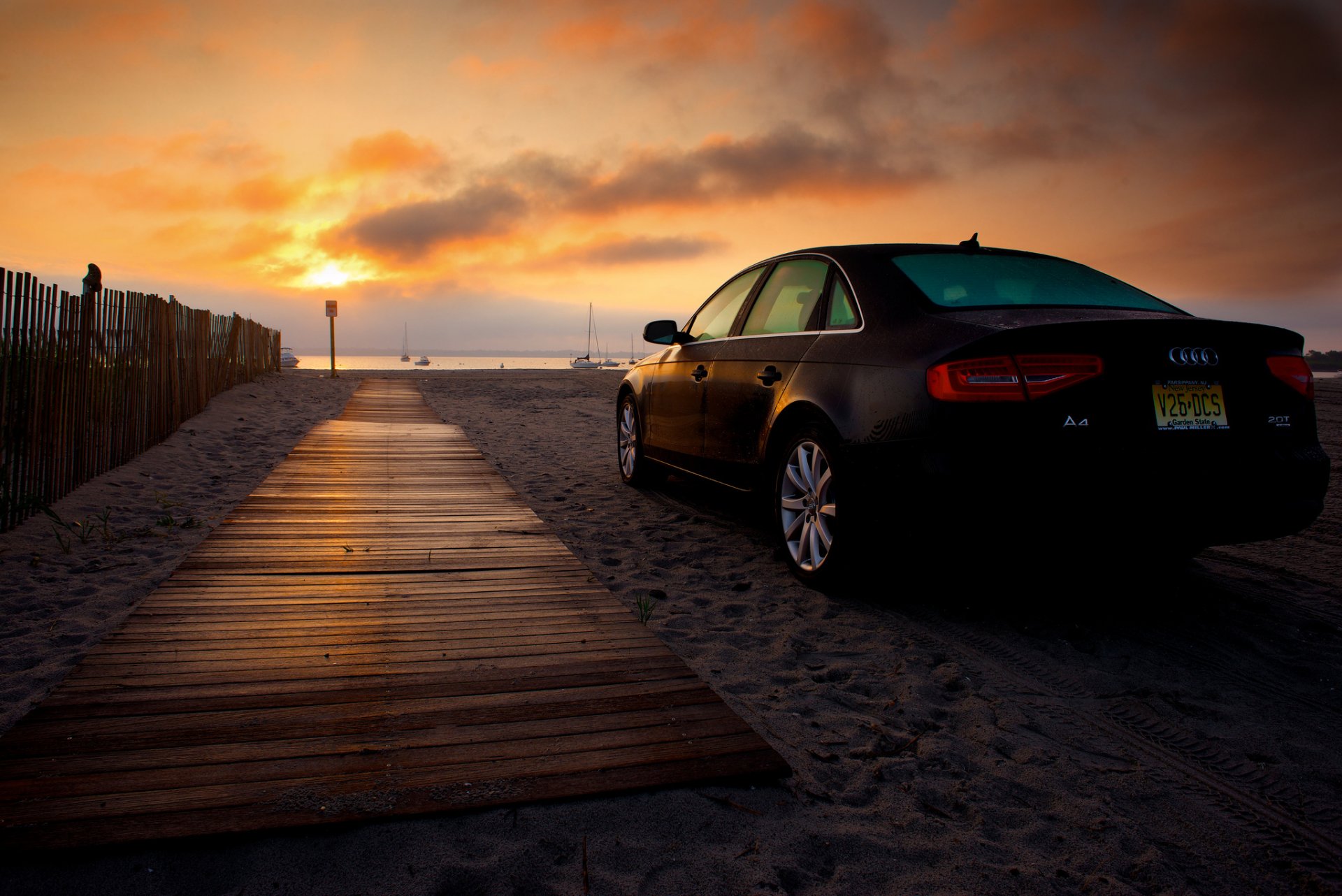 playa audi coche amanecer arena audi a4