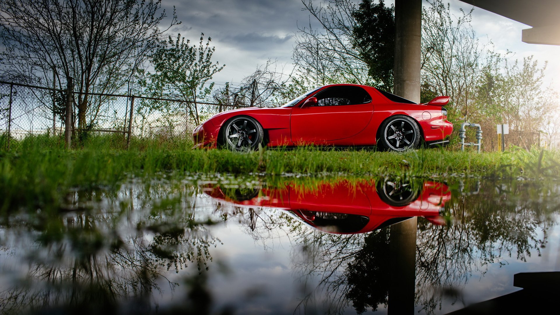 mazda rx-7 car red reflection rx7 mazda