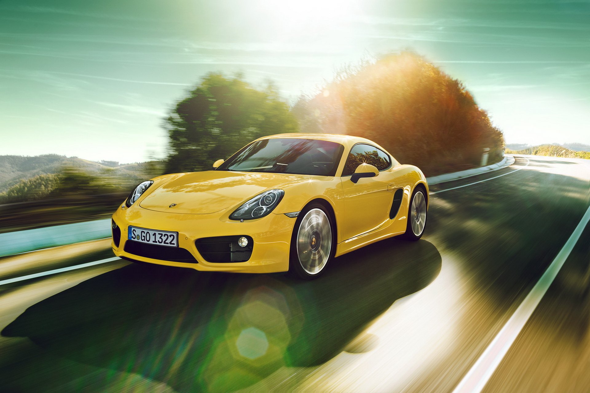 porsche cayman автомобиль порше в движении дорога автообои