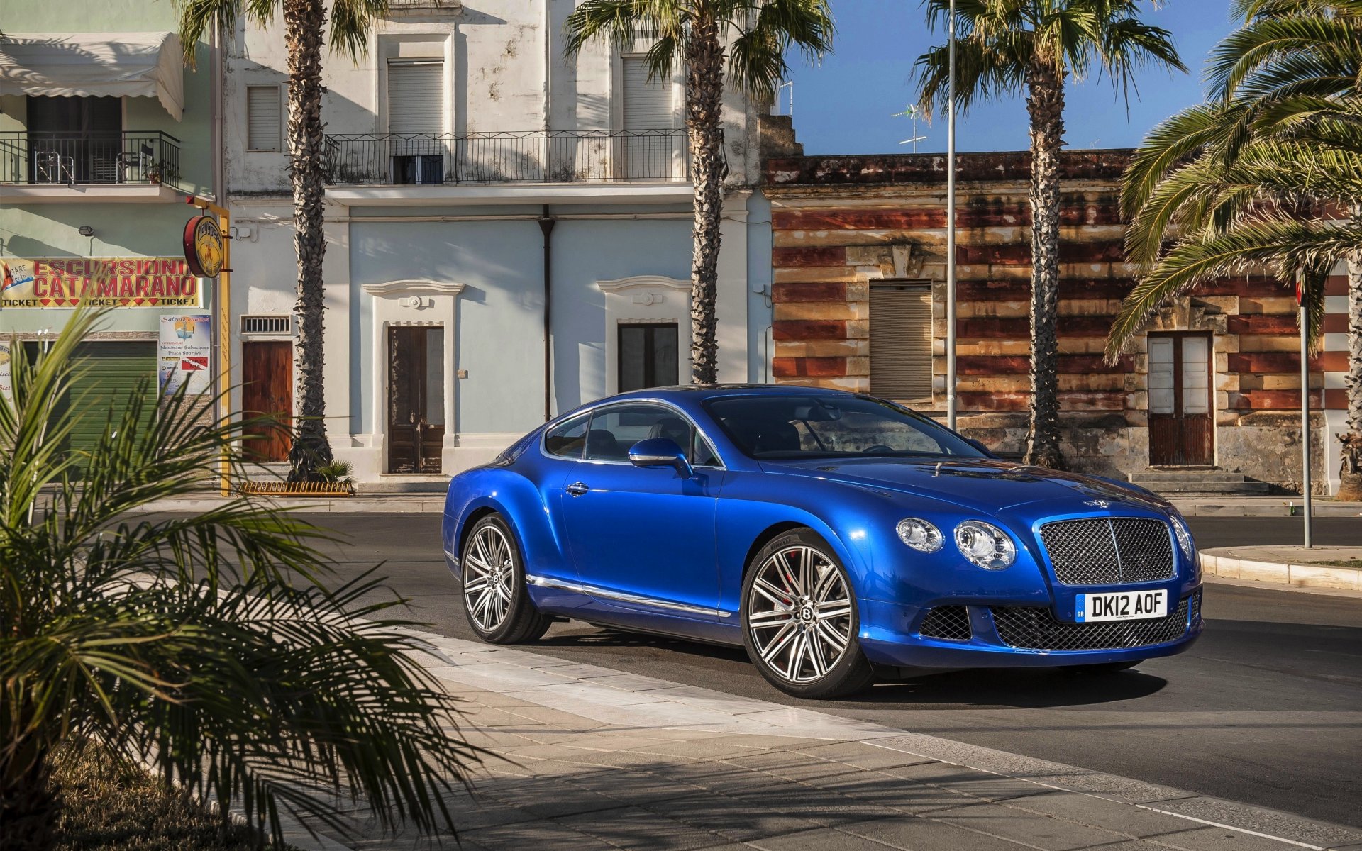 bentley continental gt coche azul auto coupé ciudad día