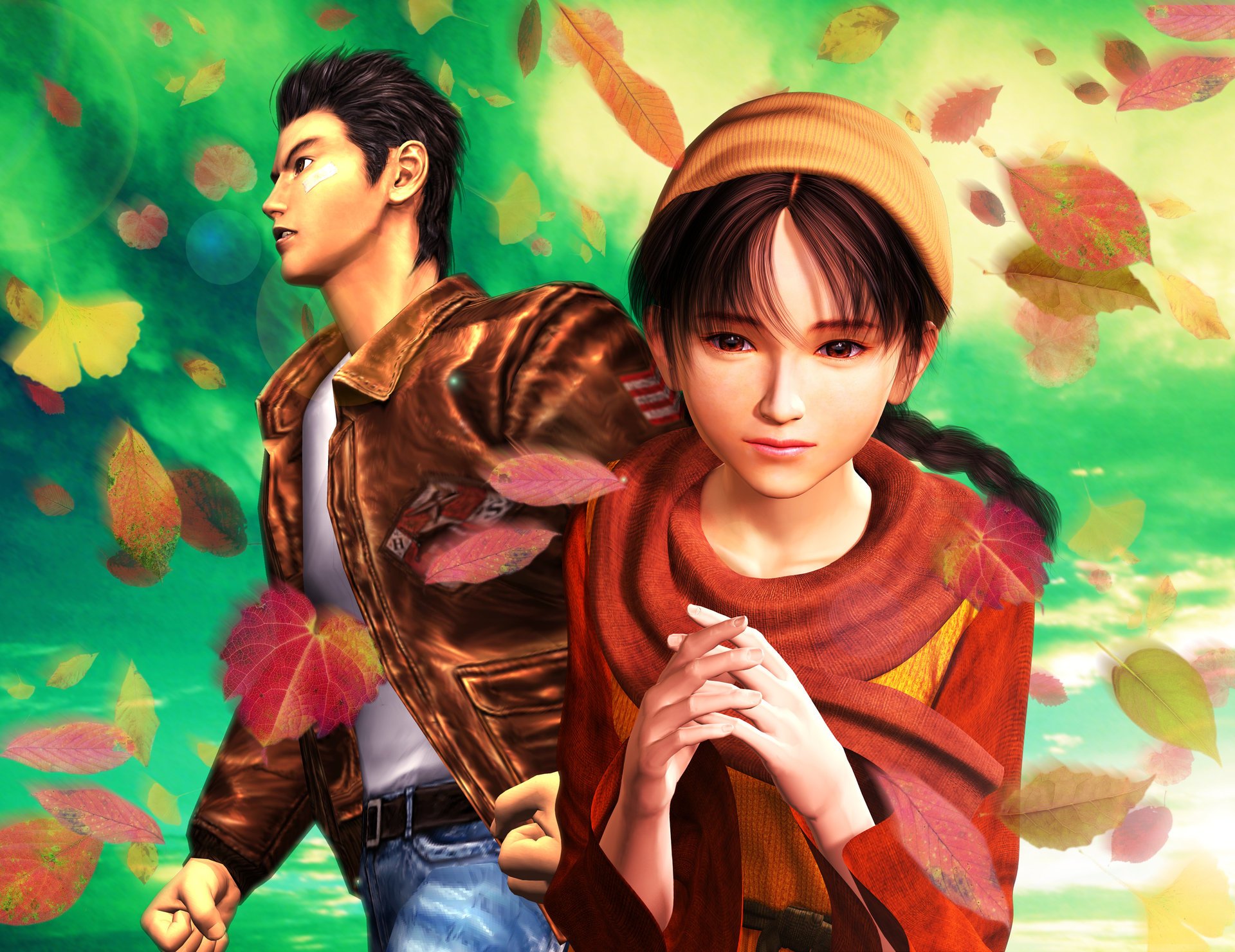 henmue ryo and shenhua shenmu búsqueda sega japón aventura drama hojas otoño chica novio dos dibujos anime