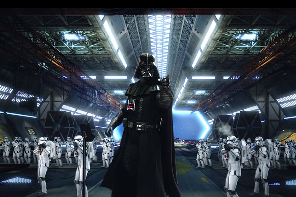 Darth Vader prepares stormtroopers for attack