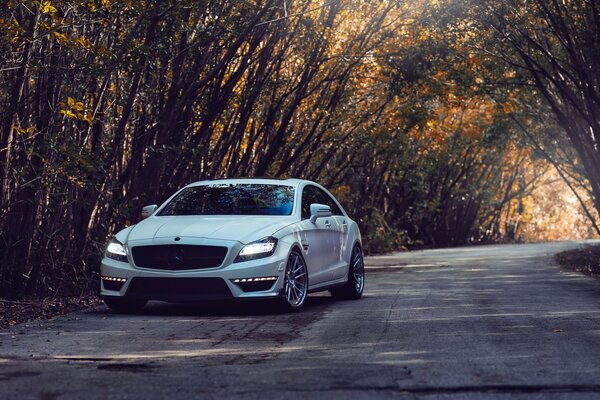 Expensive tuned white Mercedes