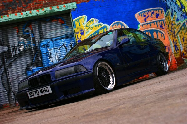 Blue Racing Car in garages