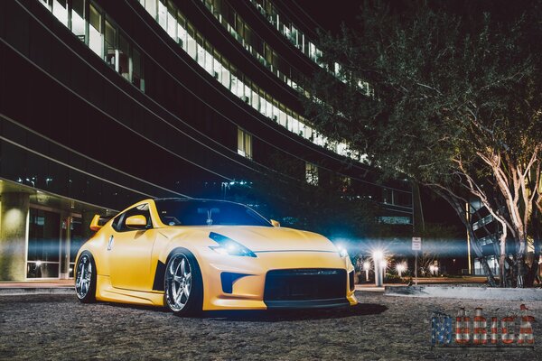 Yellow Nissan lights up