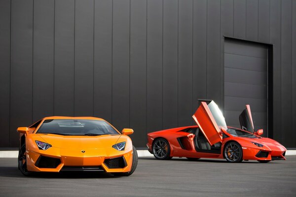 Bright Lamborghini Aventador ready to start