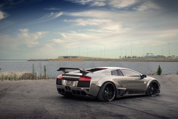 Lambo silver car with tuning