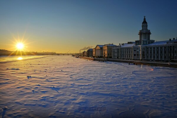 Winter sunset in St. Petersburg