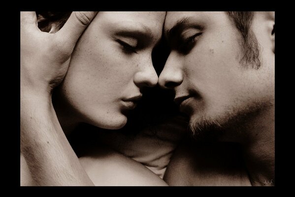 Passionate embrace of a loved one. unshaven, stubble, beard of a loved one cause passion. two