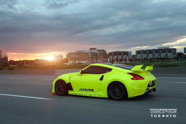 Tuned Nissan in green