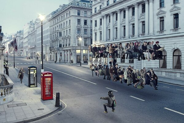 Les gens dans le bus invisible dans la rue de la ville