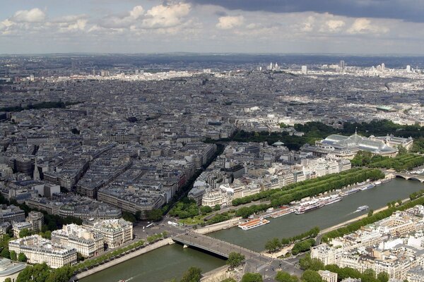 The river between the two halves of the city