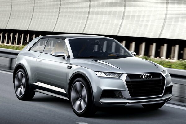 Audi crosslane rides on the road