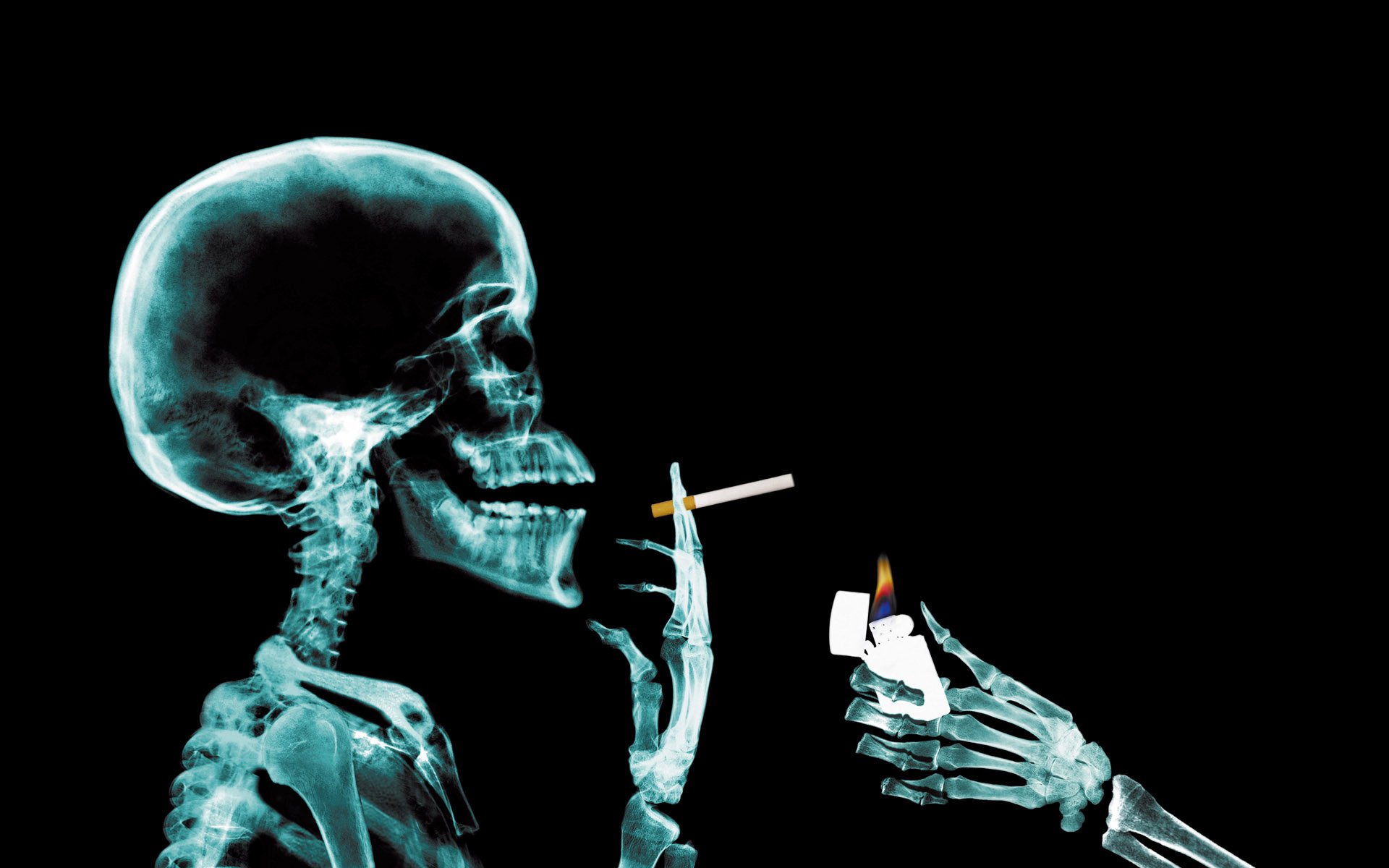 x-ray cigarette fire drug black background the dark background creative