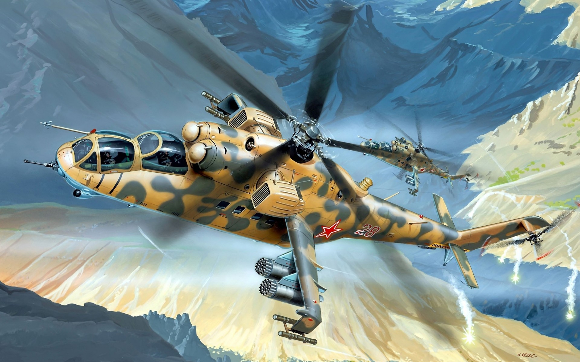 art rosyjski transport śmigłowiec mi-24 radziecki