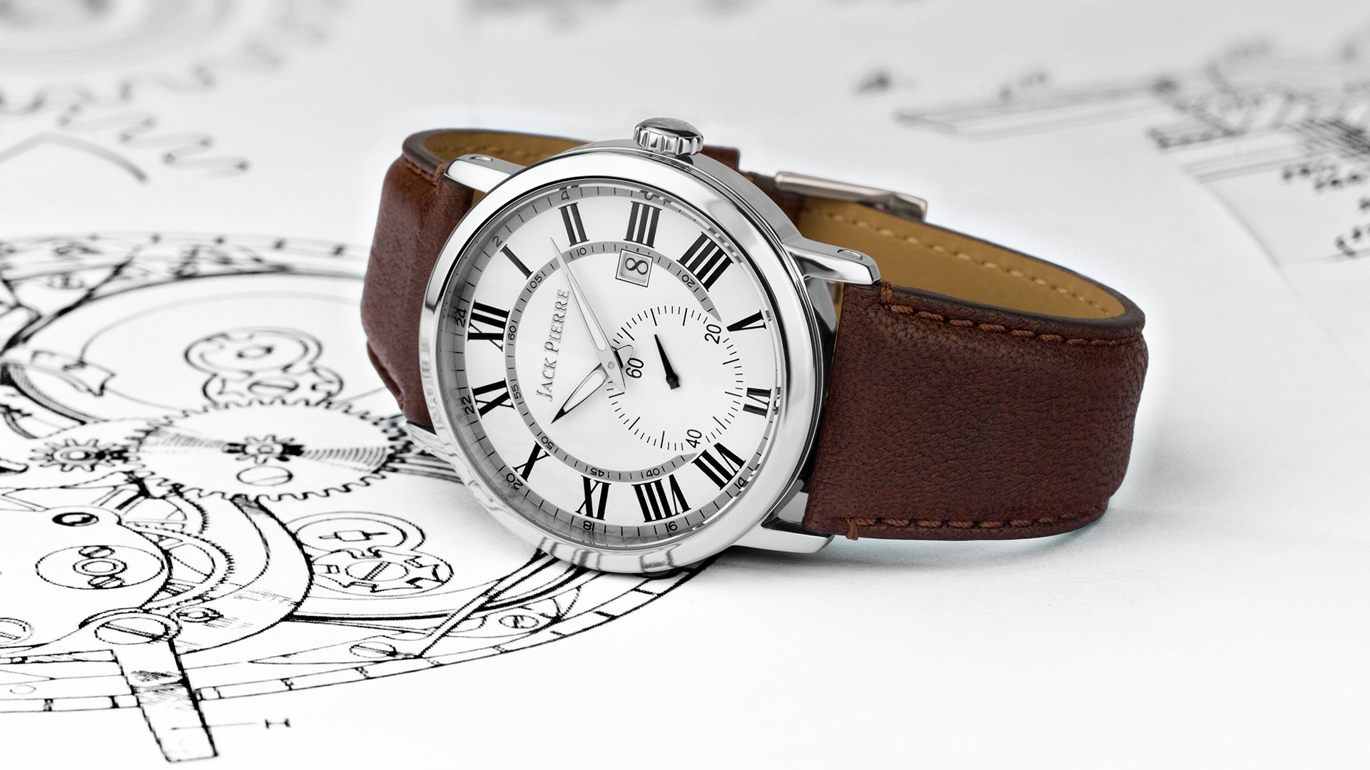 jack pierre watch white leather