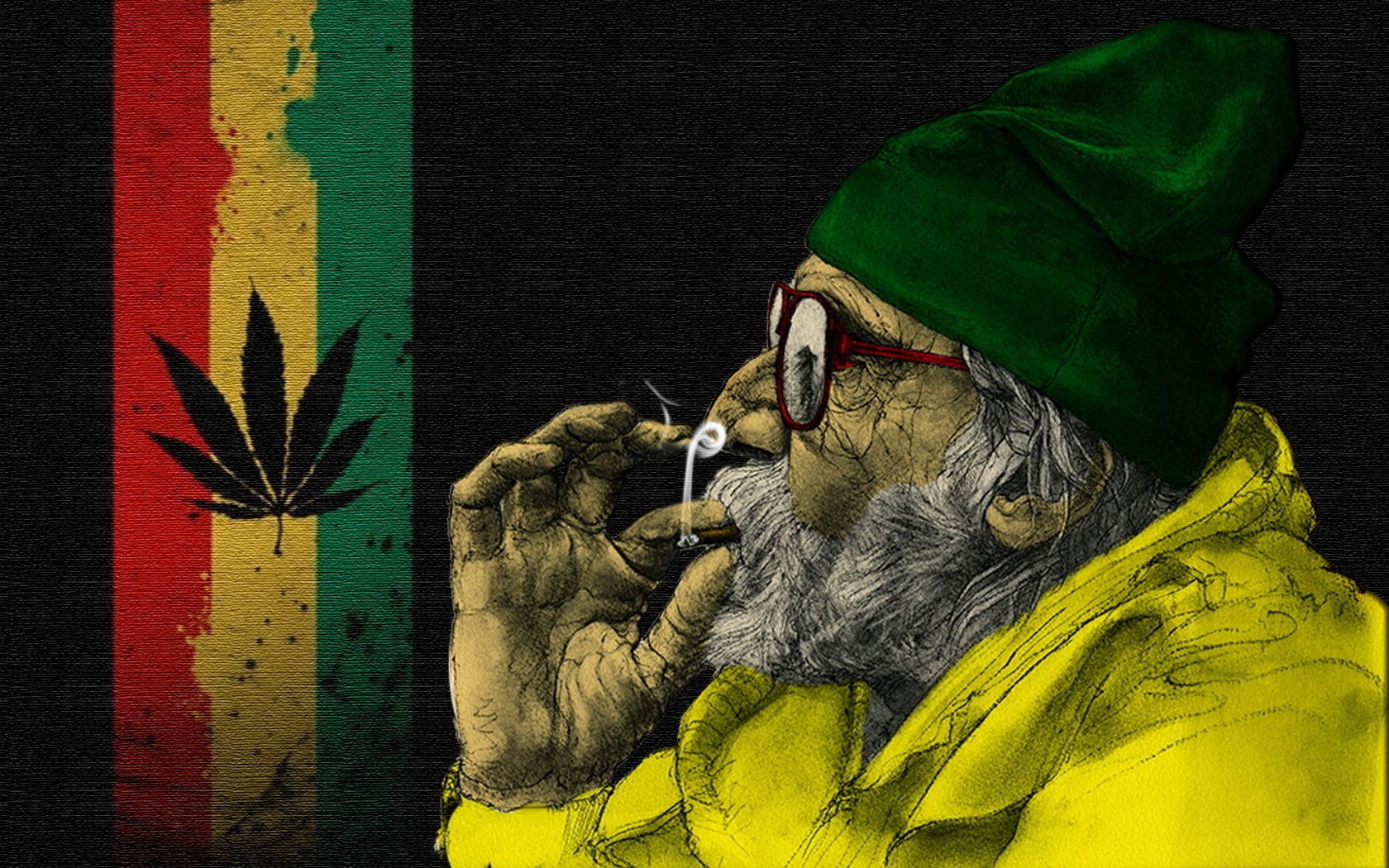 rasta gros fumeur grand-père drogue hommes portrait visage