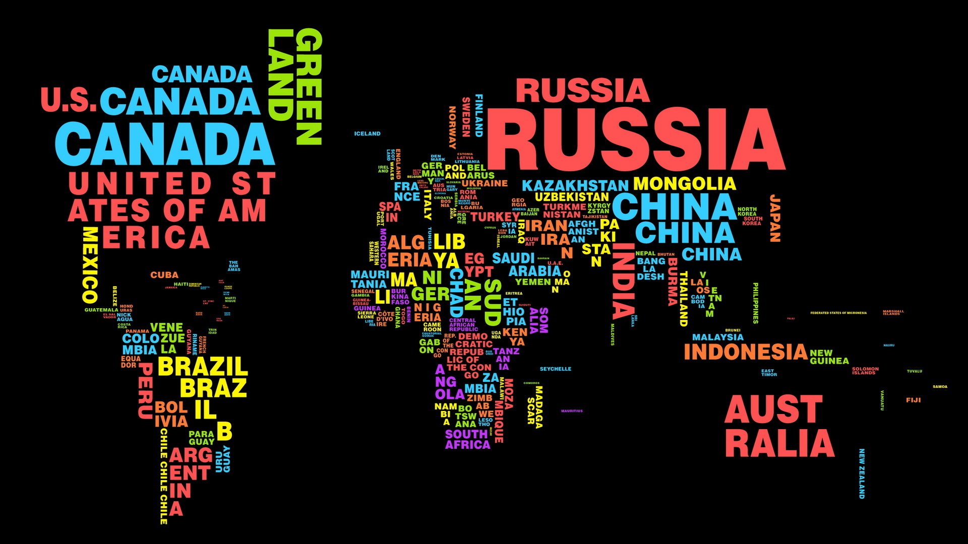 oznaczenia słowne sztuka mapa świata zabawa mapa ciemne tło czarne tło słowa napisy napis styl pomysł kreatywny rosja usa kraje świat atlas