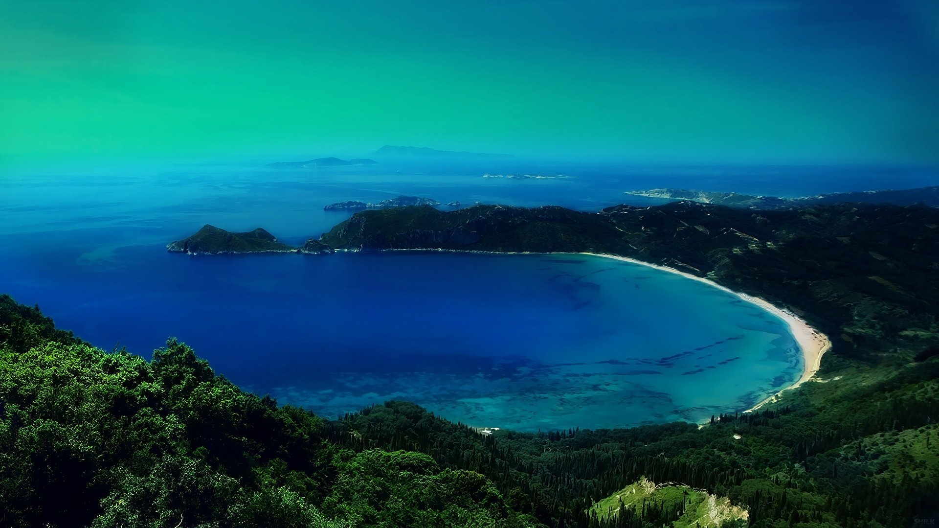 piante verdi baia acqua blu mare baia natura paesaggio vista montagne sera cielo bellezza zona costiera resort