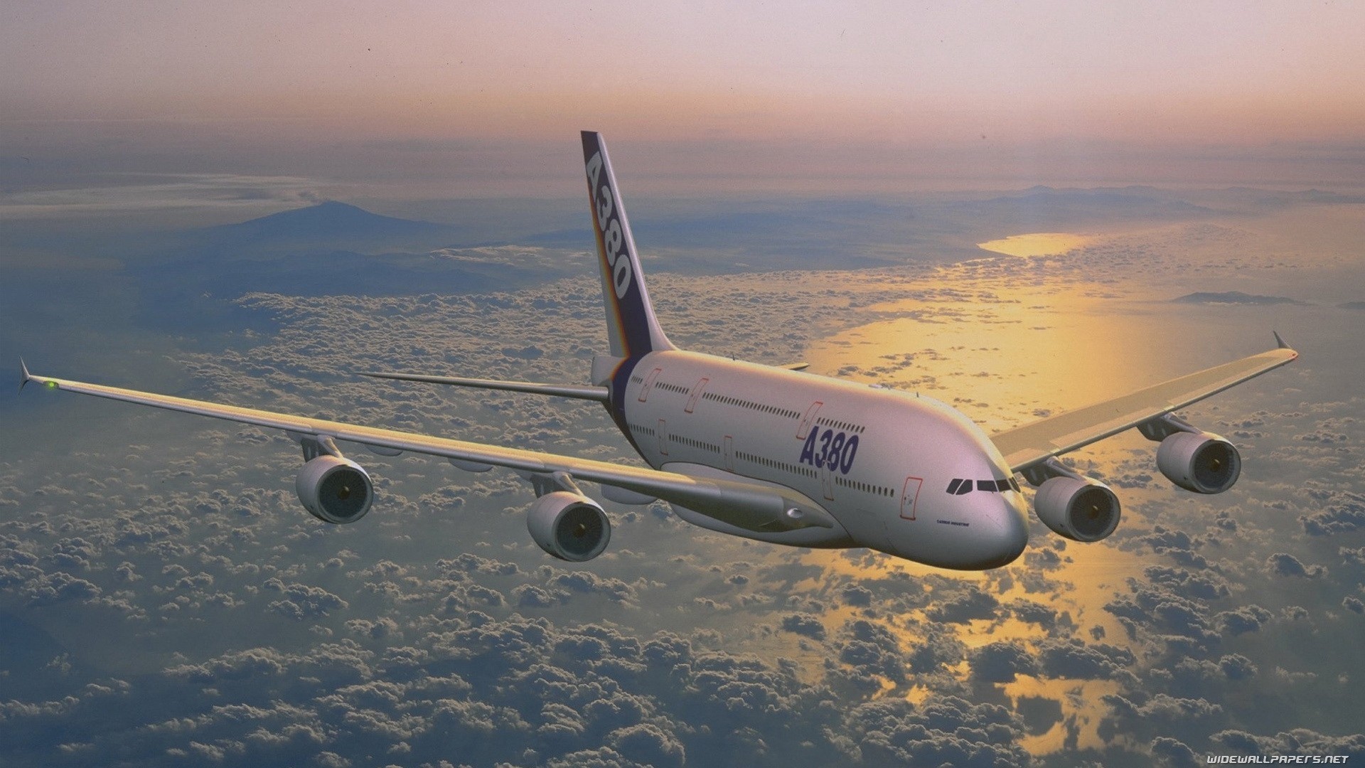 niebo a380 airbus samolot chmura niebieski