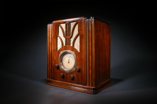 An old radio on a dark background