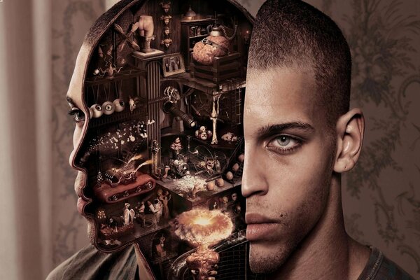 What s inside the cyborg, face in half