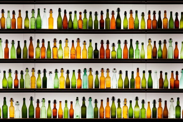 Multiple rows of bottled drinks