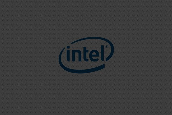 Intel-Logo auf grauem Hintergrund