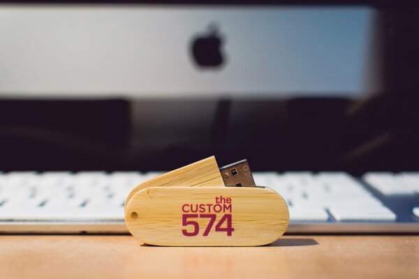 A flash drive made in a wooden design