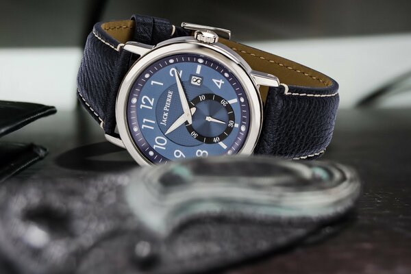 Jack Pierre Watch Leather Blue Strap