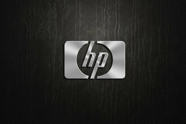 Logo HP argent sur fond noir