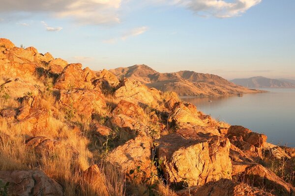 Mountain ranges the light of the sun mountains sand rocks