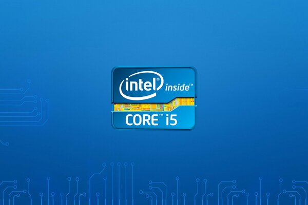 Emblem von intel cor ai 5 auf blauem Hintergrund