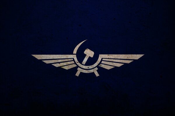 Aeroflot s hammer and sickle emblem on a blue background