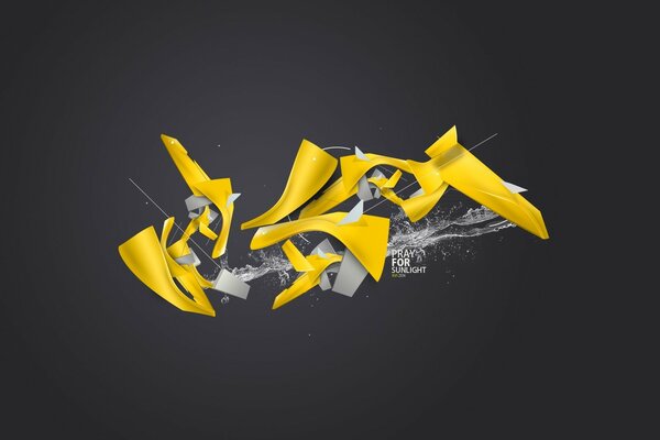 Yellow pieces on a gray background