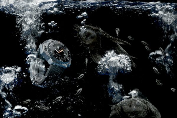 Brutal omega watch in the water spectacular photo