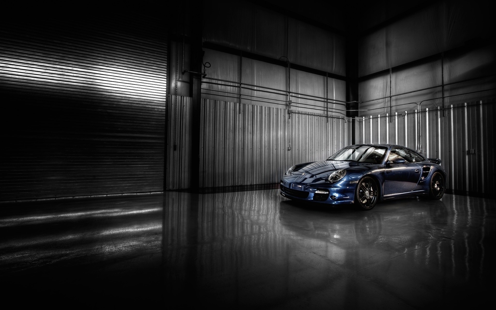 automobile bleu porsche artistique