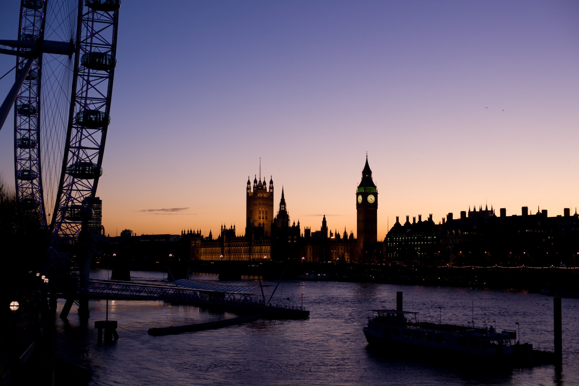 london groß ben fluss schiff rad riesenrad