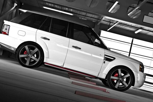 Coche blanco con techo negro renge Rover