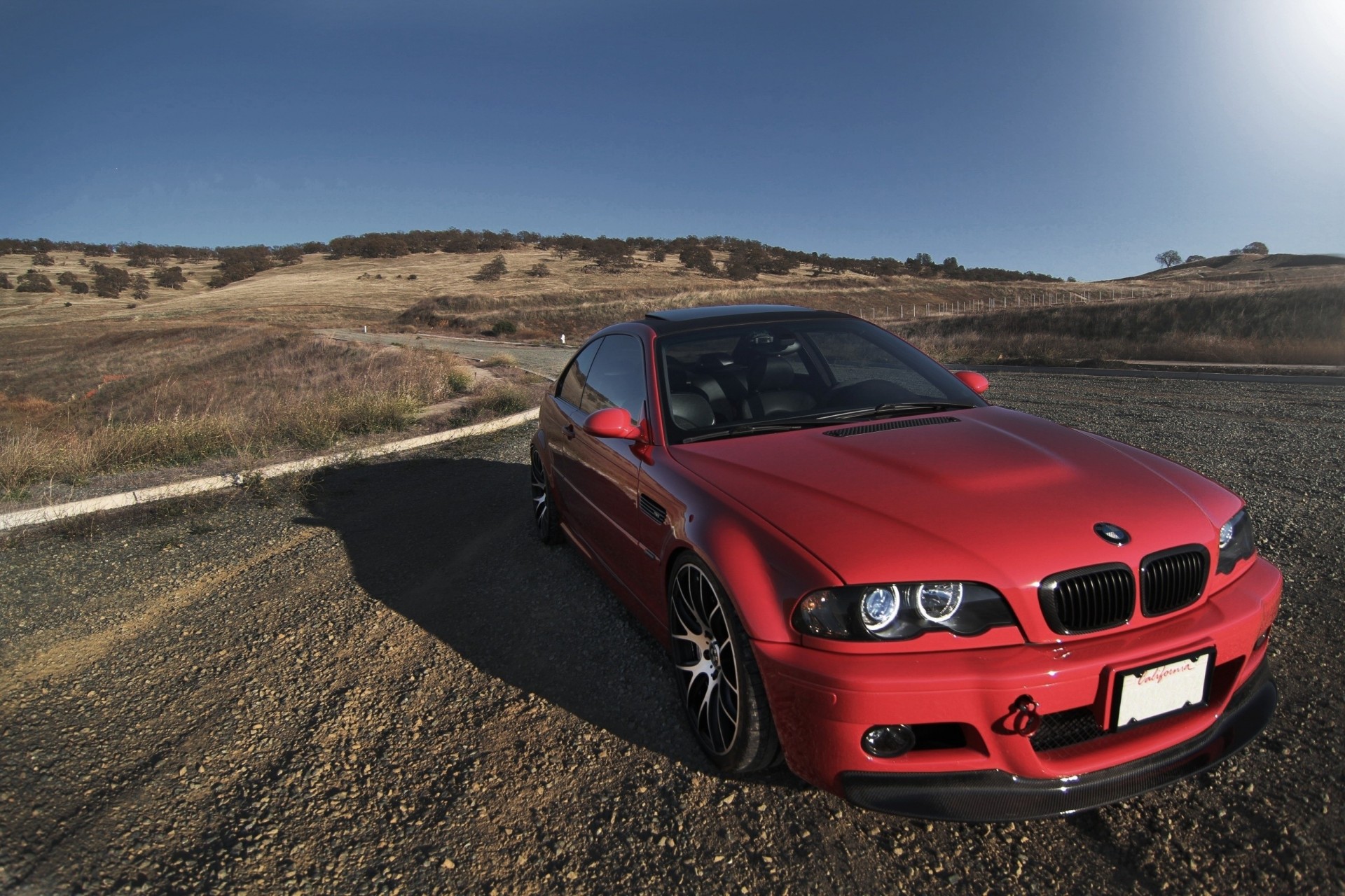 día e46 bmw rojo m3 vista frontal luz